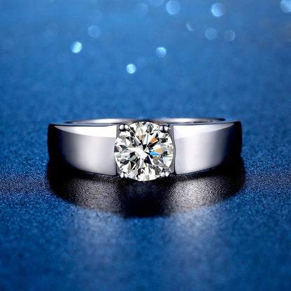 Sterling Silver Moissanite Ring Temperament Adjustable Opening