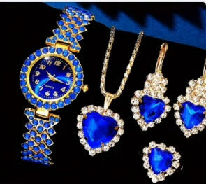 Watch Colorful Crystals Quartz Jewelry Suit