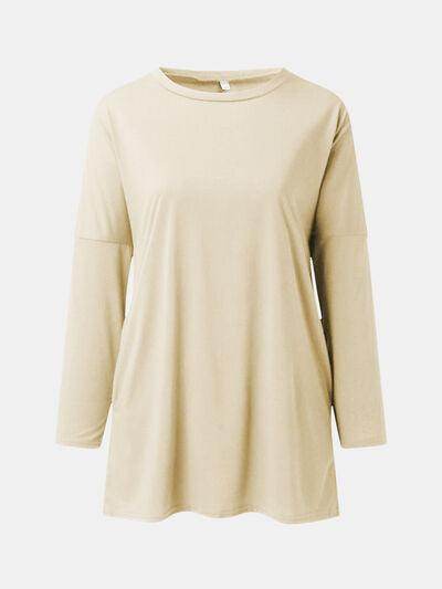 Full Size Round Neck Long Sleeve T-Shirt for Women