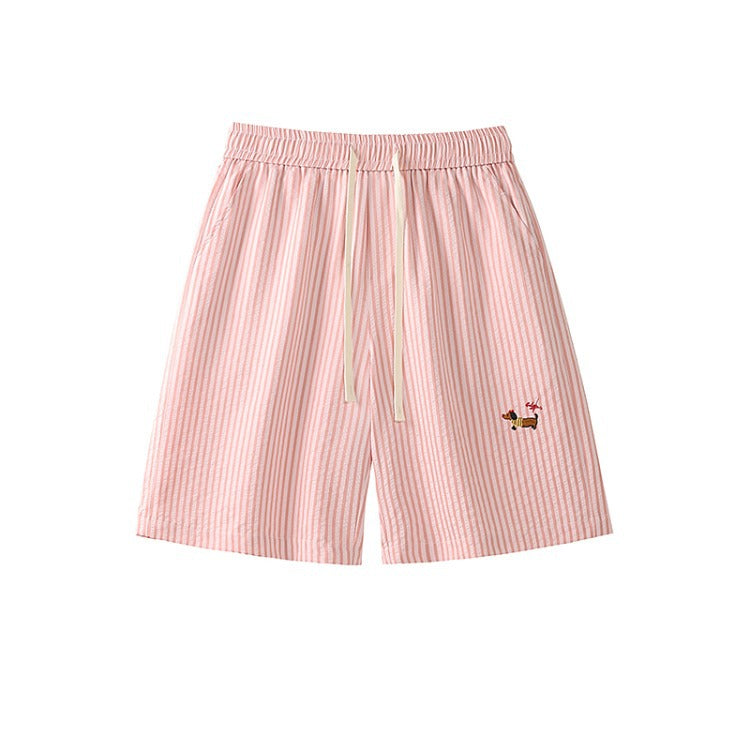 Striped Dachshund Casual Shorts For Men