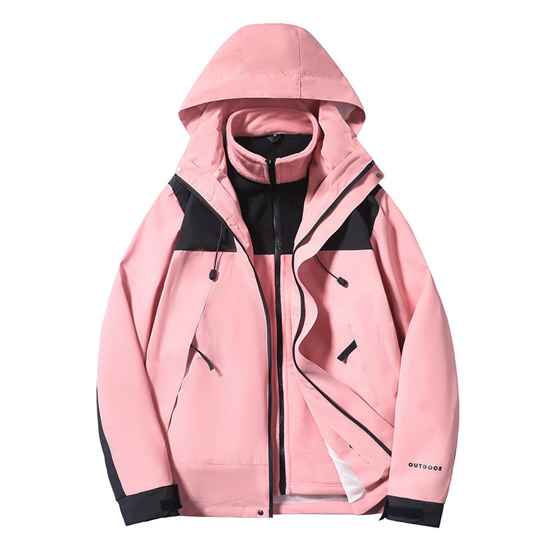 Three-in-one Outdoor Keep Warm Couple Color Matching Shell Jacket