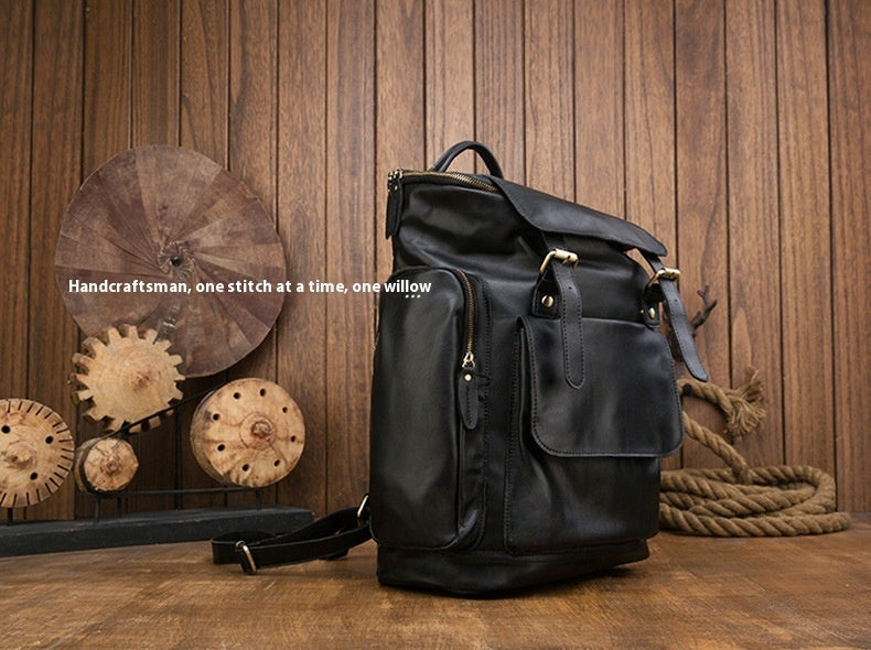 British Style Leather Men's Backpack