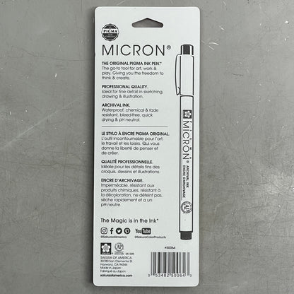 SAKURA (6-PACK) Pigma Micron Pens 0.20mm, 0.30mm, 0.50mm Black 50064