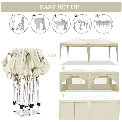10'x20 'folding canopy with 6 detachable side walls for outdoor activity shelter UPF 50+terrace portable tent