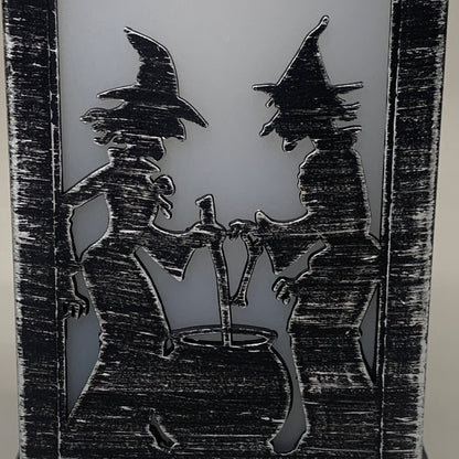 TRANSPAC Halloween Lantern Witches Silhouette Multicolor Lighted Lantern 12"