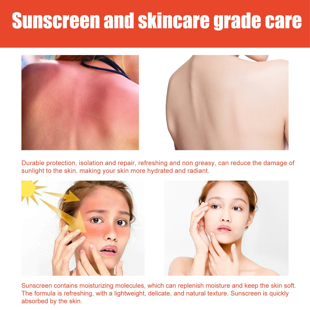 Protective Cream, Summer Outdoor UV Protection Refreshing Moisturizing Protective Cream