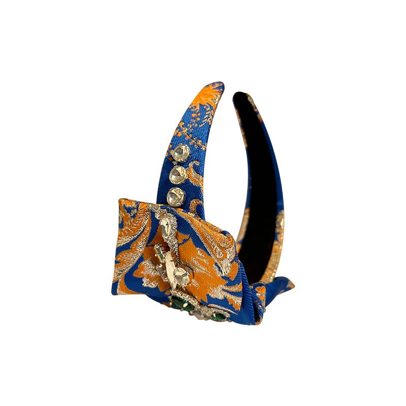 Handmade heavy industry fabric with diamond inlaid hair bands for women