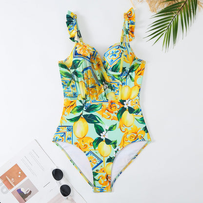Conjoined conservative fly edge cover belly slimming sexy skirt style swimsuit women's wrapped skirt set