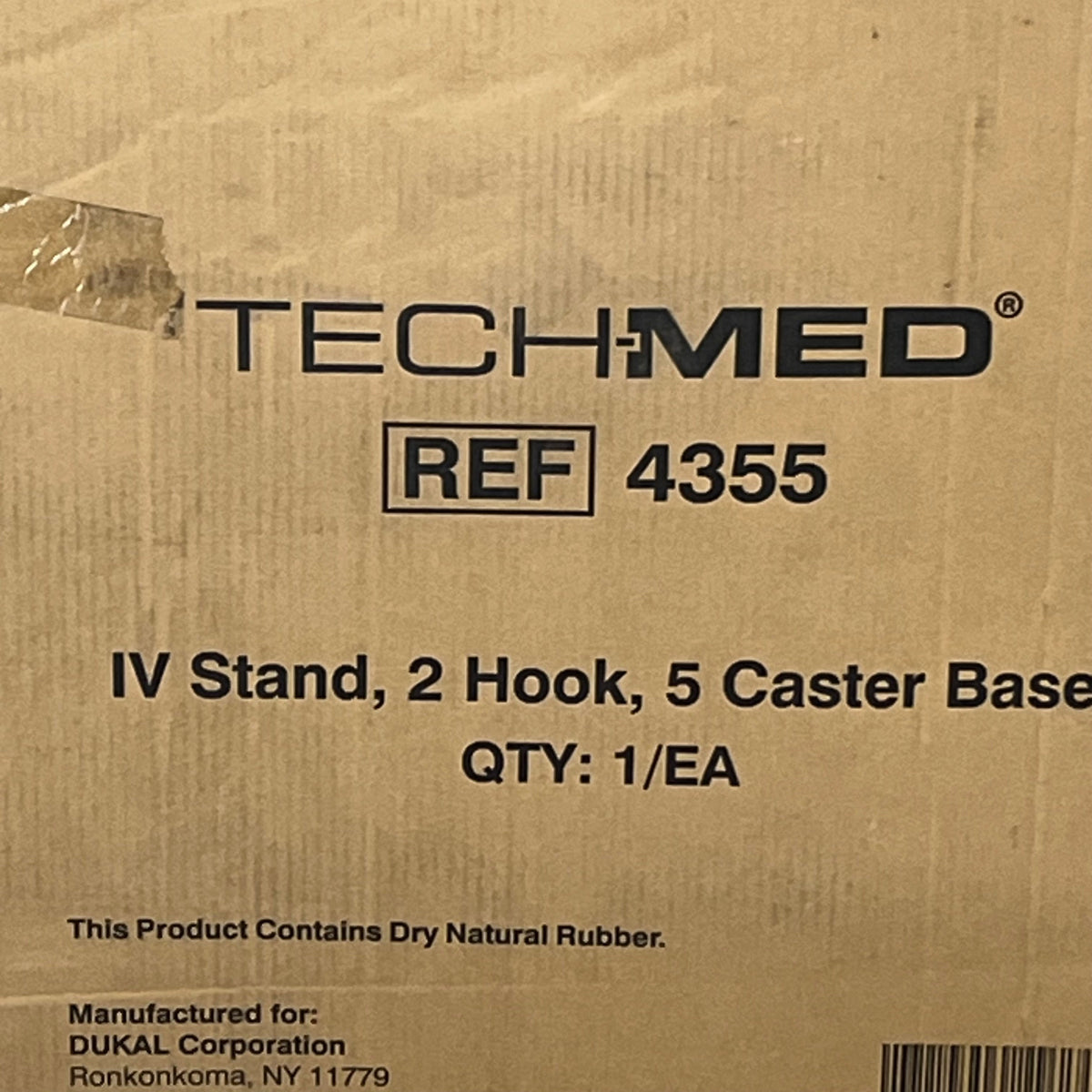 TECH-MED IV Stand 5 Caster 2 Hook Adjustable 47" to 84" w/ Locking Collar 4355