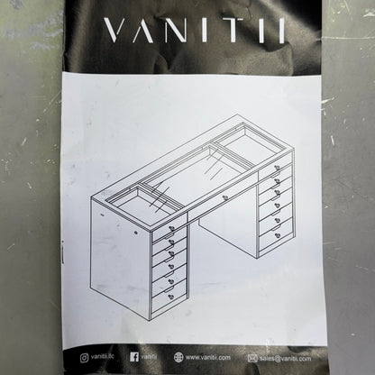 VANITTI Makeup Vanity Desk With 13 Storage Drawers 60"L x 21.66"W x 31.9"H White VNT-EVA-C01-WHT-02 (New Other, Minor Damage)