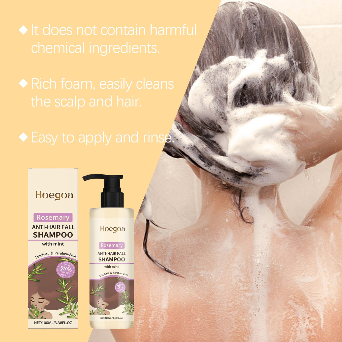 Rosemary Shampoo Cleans And Nourishes Hair Gentle, Smooth And Glossy Shampoo
