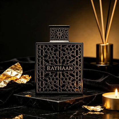 Rayhaan Obsidian Men’s EDP – Woody Spicy Amber, Long-Lasting, 3.4 fl oz / 100 ml