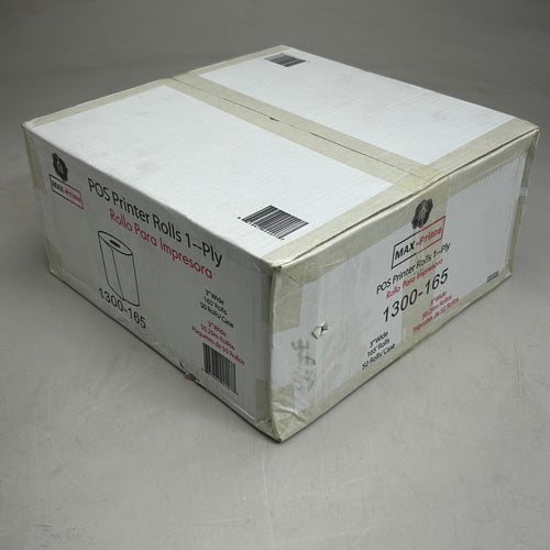MAX-PRIME (50 Rolls) POS 1-Ply Printer Rolls 3"x165' White 1300-165 (Distressed Package)