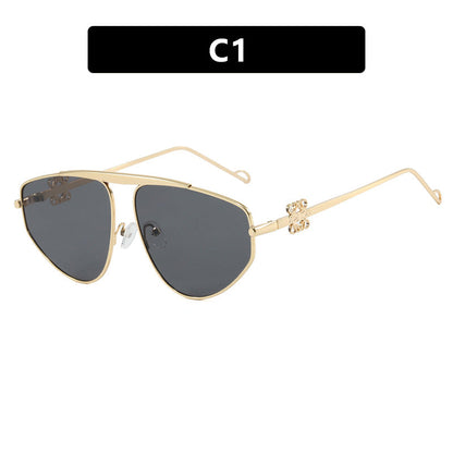 Single beam irregular sunglasses, metal toad hollow sunglasses, European and American UV resistant sunglasses, concave design for women