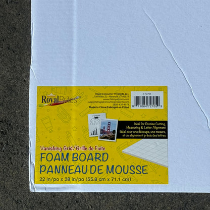 ROYAL BRITES (5 Sheets) Grid Foam Board 72705 Foam Material Sz 22”x28” White