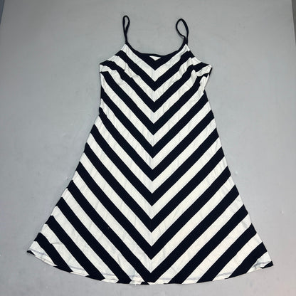 ANNE TAYLOR Knee Length Soft Tank Dress  Women's Sz M Navy Blue/White 17787512