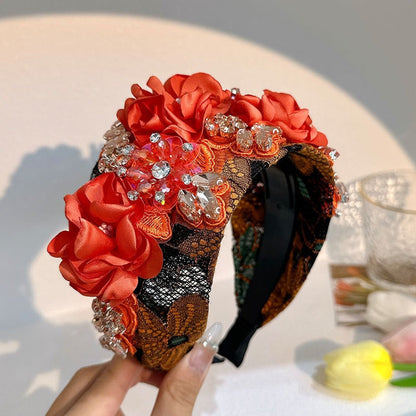 Handmade fabric flower headband and water diamond headband