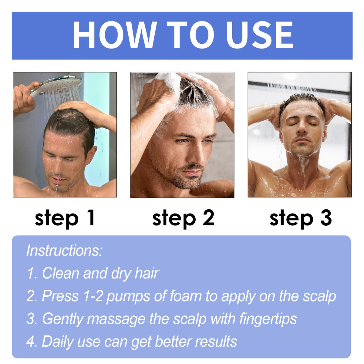 Men's Dense Hair Foam Mousse, Clean Repair Hair Root, Dense And Moisturizing Hair Mousse