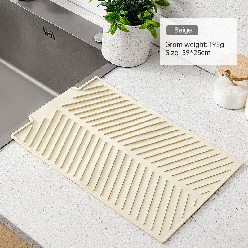 Dishes drain pad insulation pad can be cut kitchen wash countertop drain dishes sink stove water control silicone mat