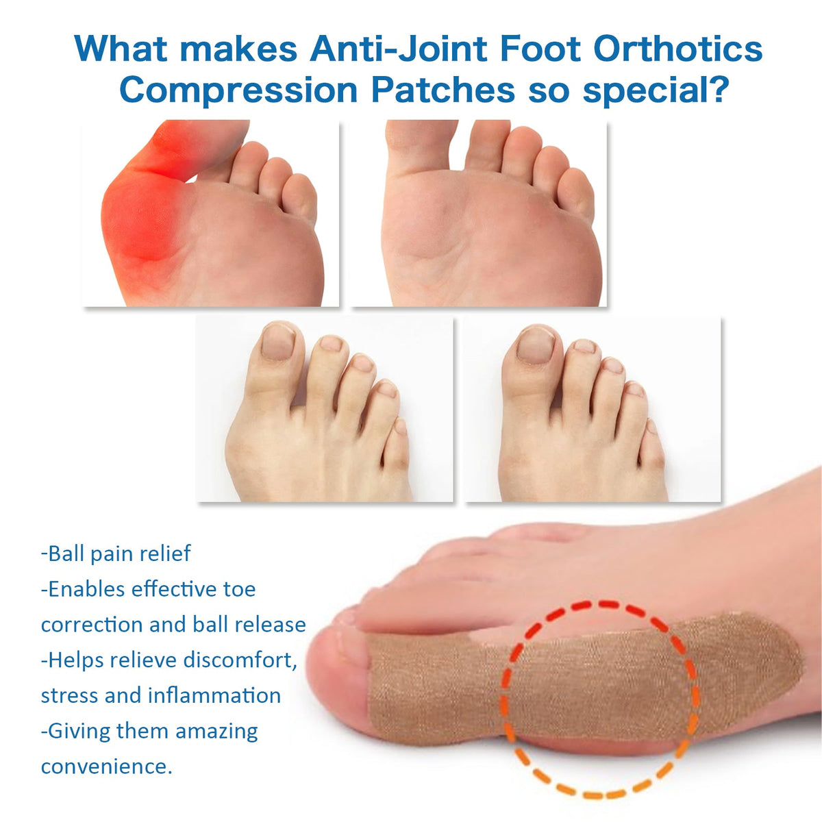 Thumb Toe Correction Patch, Big Toe Valgus Toe Swelling Correction Joint Pain Care Patch