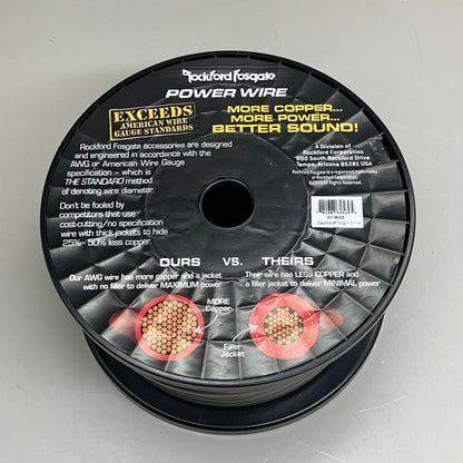 ROCKFOSGATE Power Wire 4 AWG Max Performance w/ More Copper Content 100' RFW4B