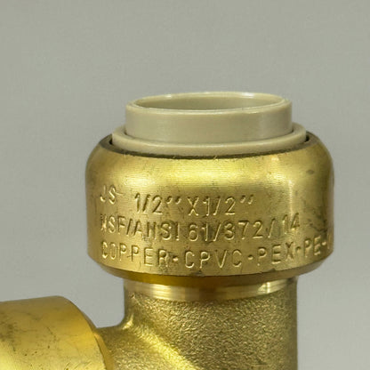 JONES STEPHENS Plumbite 90 Elbow Push On  1/2"x1/2" Brass C77425LF