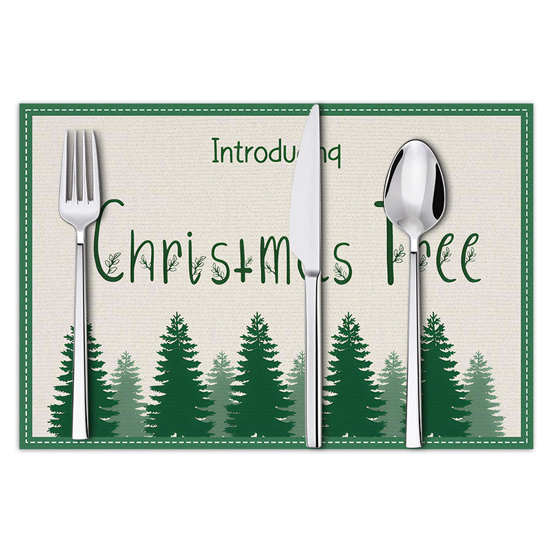 stmas linen placemats holiday party decorations insulation mats linen Christmas tree printed coasters