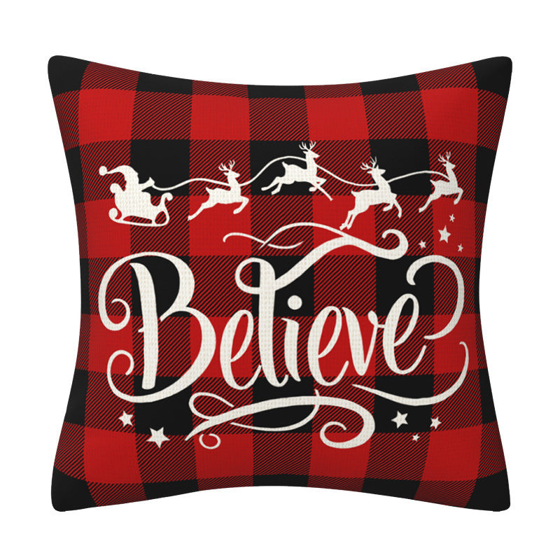 Black and red checkered car letter pillow cover, Amazon home sofa cushion cover, holiday pillow