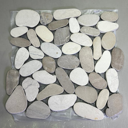 Natural Stone Tile (11 Pcs) 12" x 12" White/Beige Matt GAMI74