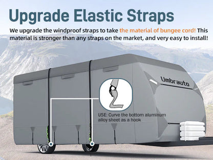 Umbrauto RV Cover,7 Layers Travel Trailer Cover, Waterproof Camper Cover,Grey