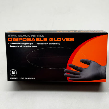 AUTOWURKS (100 PACK) Black Nitrile Disposable Gloves Size: Medium MKL-000M