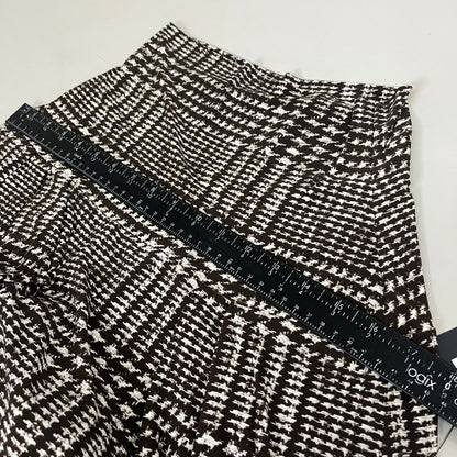 NORMA KAMALI High Waist Pleat Pant Women's Sz XL/38 Chocolate Glenn Plaid Tweed