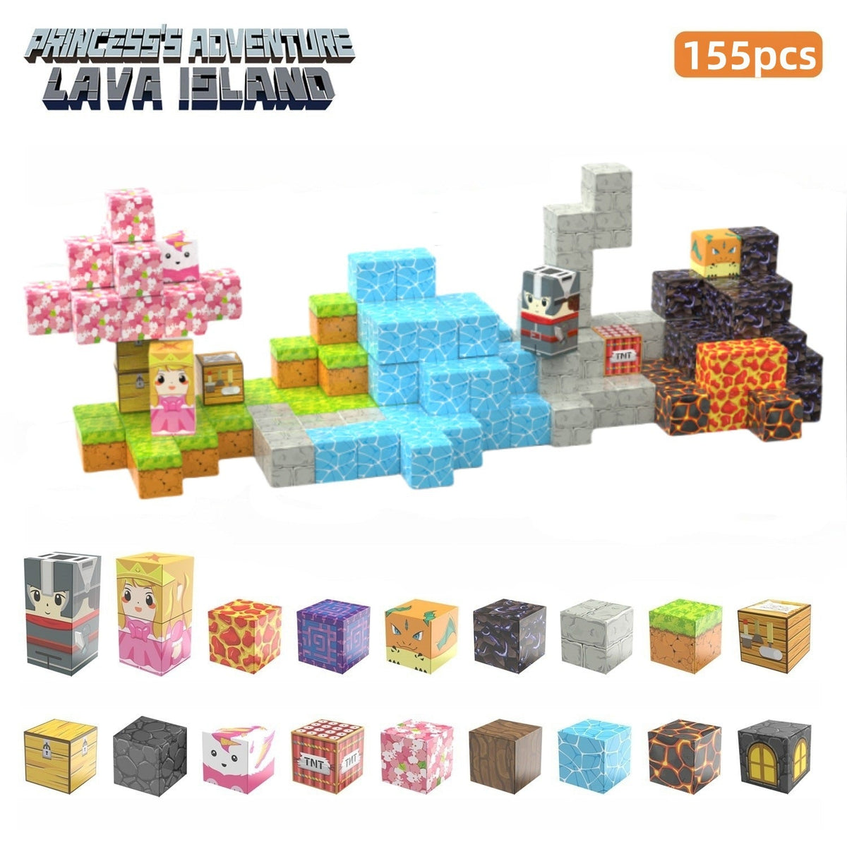 My Building World Magnetic Cube DIY Cherry Blossom Mountain Children's Educational Puzzle Assembly Toy Gift