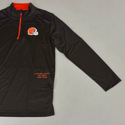 NFL Cleveland Browns Quarter Zip Pullover Shirt Long Sleeve L Brown 1802969