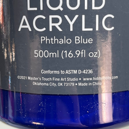 MASTERS TOUCH (2 PACK) Liquid Acrylic Artist Paint 16.9 oz Phthalo Blue 1818913