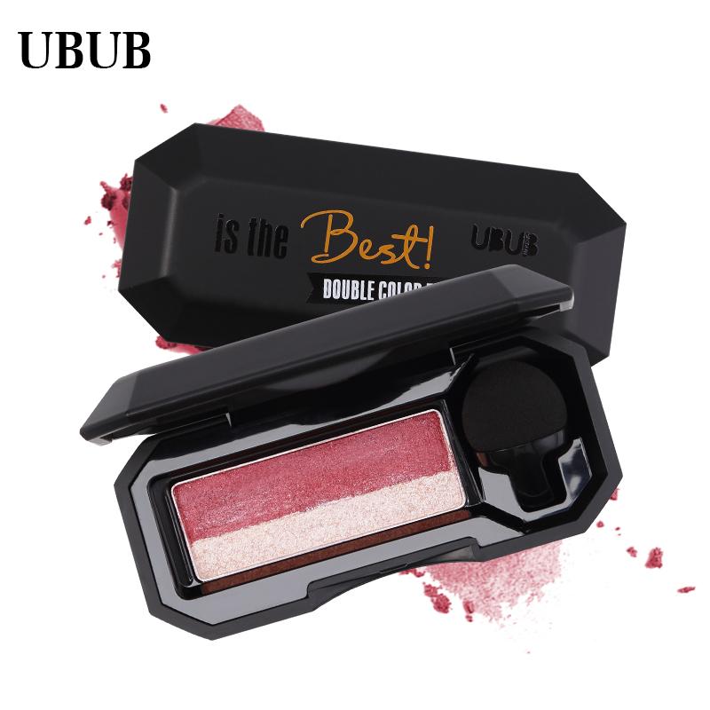 UBUB Professional Double Colors Shimmer Smoky Eyeshadow Shiny High Pigments Waterproof Long Lasting Nude Eye Shadow Palette