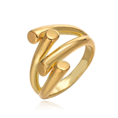 Simple and personalized smooth irregular geometric ring for women niche and versatile ring