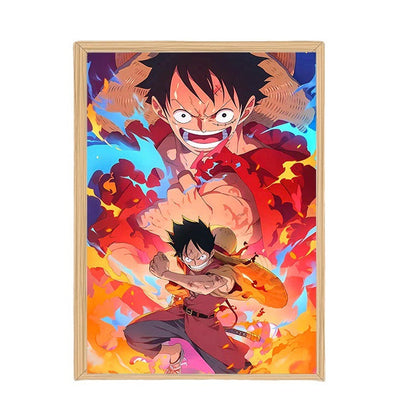 One Piece Creative Photo Frame Night Light Toy Anime Character Luffy Zoro Night Light Bedside Decoration Painting Christmas Gift