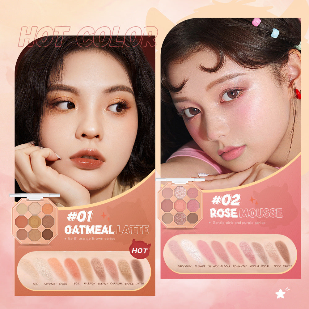 BANXEER Colored Star Shining Beast Nine Color Eye Shadow Disk Lasting Shining Clear Fine Non Flying Powder BM10