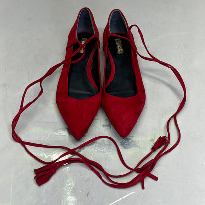 GUESS Vida Pointy Ankle Wrap Around Ballet Flats Women's Sz 7.5 Red (Pre-Owned)
