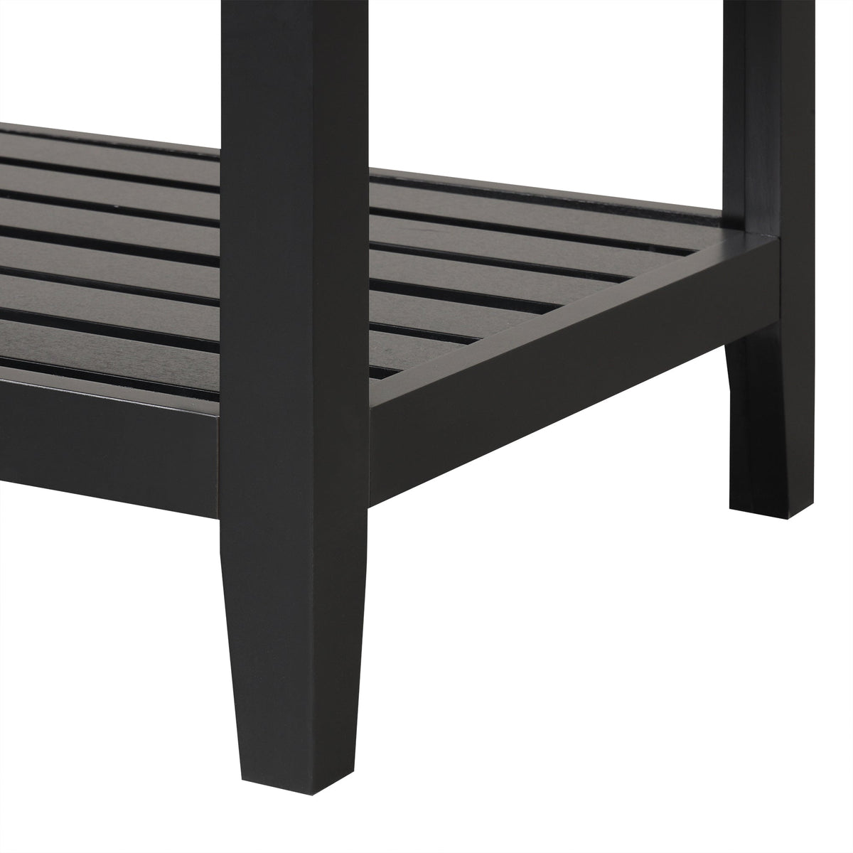 24" Black Modern Sleek Bathroom Vanity Elegant Ceramic Sink with Solid Wood Frame Open Style Shelf