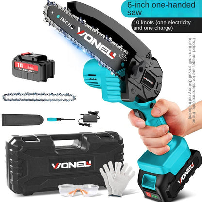 Powerful Cordless 6-Inch Mini Electric Saw for Home Wood Cutting, Rechargeable High-Power Outdoor Chainsaw