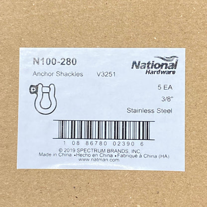 NATIONAL HARDWARE (5 Pack) Stainless Steel Anchor Shackle 3/8" N100-280