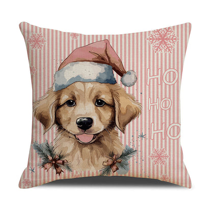 Pink Dog Christmas Snowman Pillow Cover Amazon Home Sofa Cushion Cover Holiday Pillow