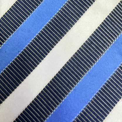 ALEXANDER JULIAN COLOURS Slanted Design Tie 60" White/Light Blue (Pre-Owned)