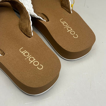 COBIAN Braided Bounce Synthetic Leather Sandals Women's Sz 9 EU 39.5 White BRB10-100-9