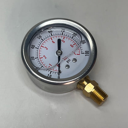 DYNAMIC FLUID COMPONENTS Stem Mount SS Pressure Gauge 100 PSI 1/4" NPT CF1P-007A