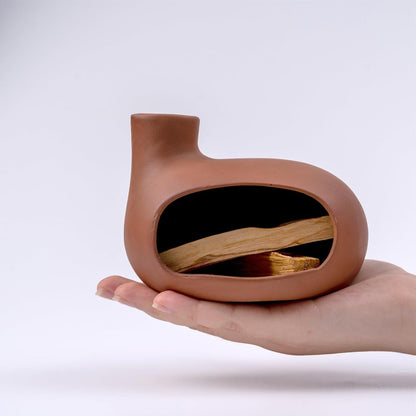 Ceramic Incense Burner with Palo Santo and Sage for Aromatherapy