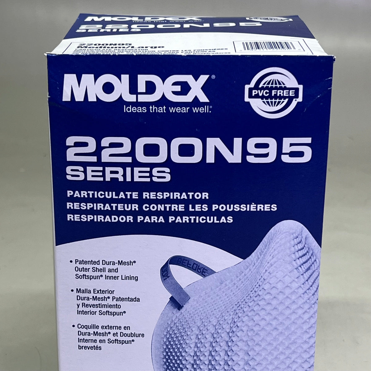 MOLDEX (20 PACK) Dura-Mesh Shell Face Respirators BB 05/30 White 2200N95