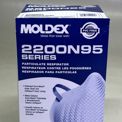 MOLDEX (20 PACK) Dura-Mesh Shell Face Respirators BB 05/30 White 2200N95